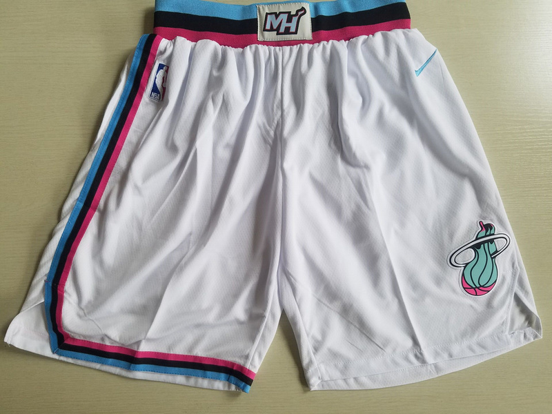  Men 2022 NBA Miami Heat white shorts1-0